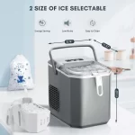 Countertop Ice Maker,Portable Ice Machine with Carry Handle,Self-Cleaning,Basket and Scoop,9 Cubes in 6 Mins,26.5lbs/24Hrs,2 Sizes of Bullet Ice,for Home,Kitchen,Party,Grey - Image 4